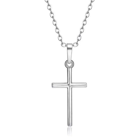 Klassische Silberne Kreuz Kette