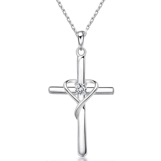 Herzchen Steinchen Kreuz Kette